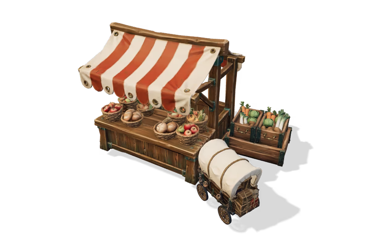 Market composition: Market stall, Merchant wagon, Vegetable crate